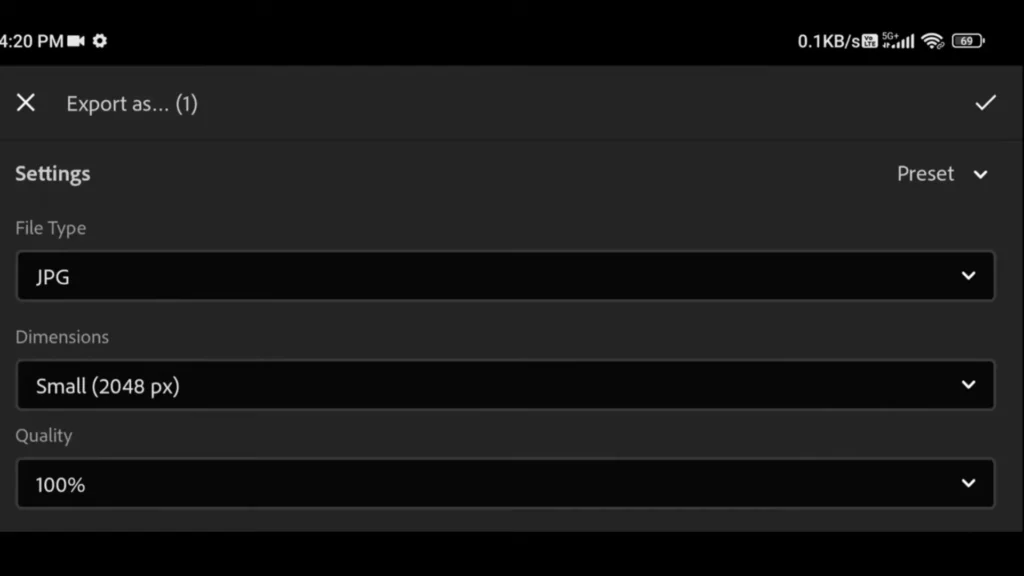 Home 8 lightroom mod apk hq export settings.jpg